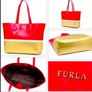 Furla Melissa Leather Tote Red 739646 Fiamma New